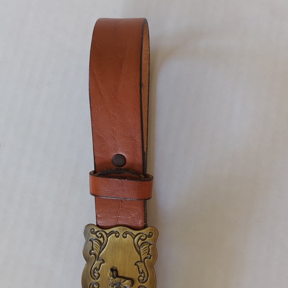 Vintage Chaucer Harness Leather Belt w/Western Buckle 26 Brown - Picture 11 of 16